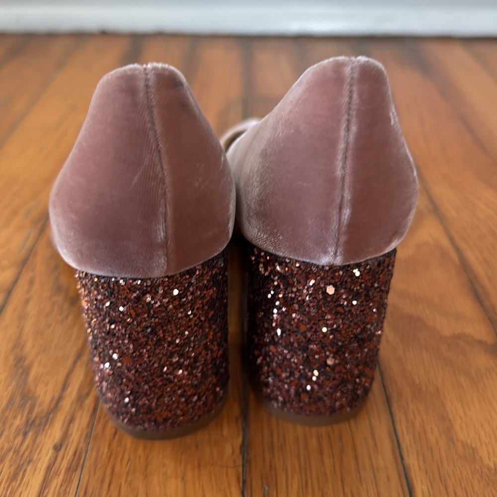 Women's Marc Fisher Zack Velvet & Glitter Pink Block Heel Pumps 7 - Picture 6 of 9